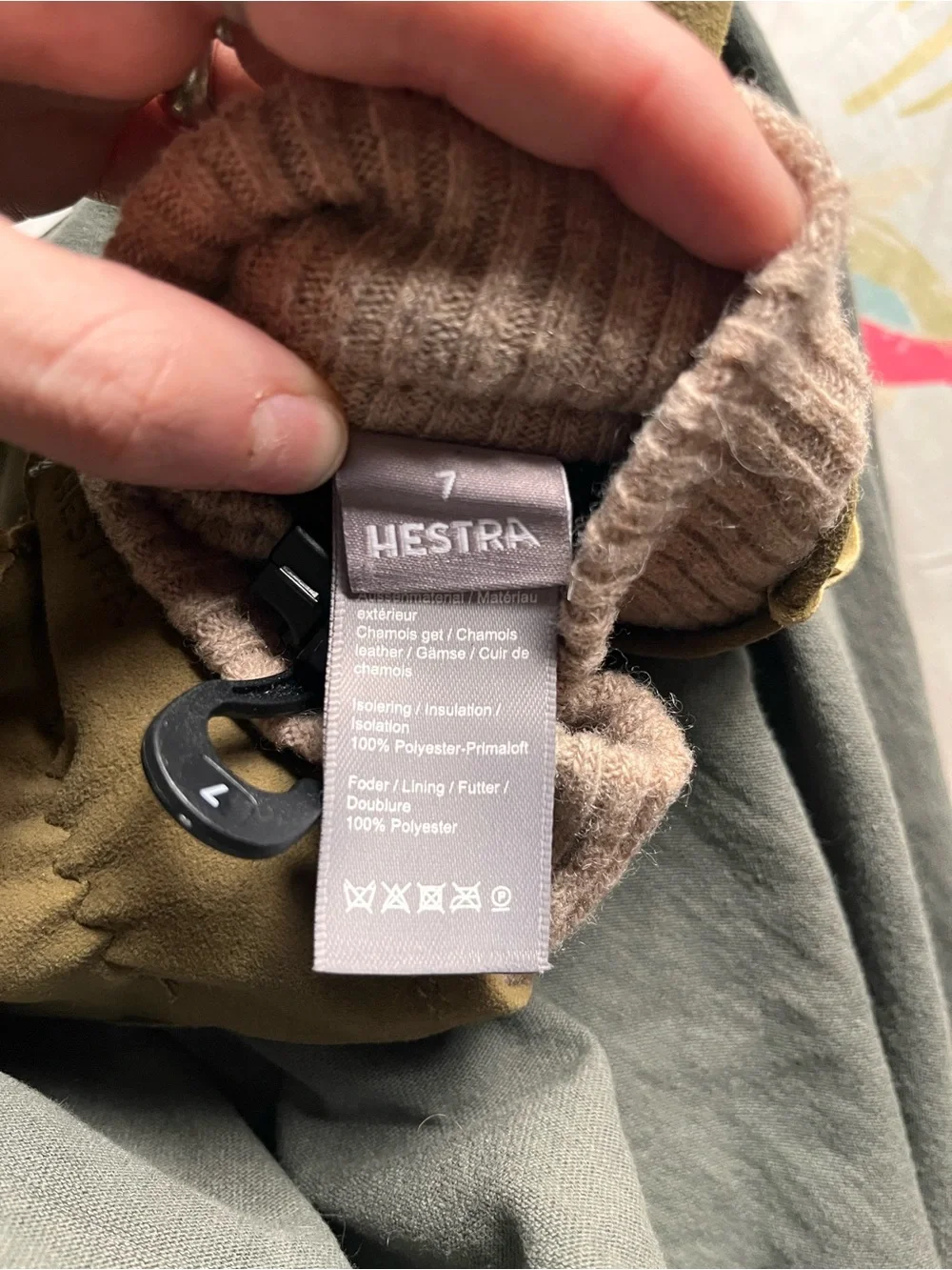 Hestra Green Raw Edge Chamois Mittens